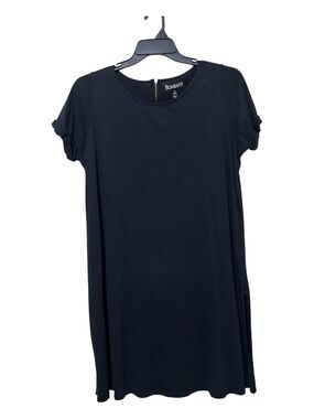 Roaman's Black Short Sleeve Shift T-Shirt Dress Back Zipper Size M 14/16